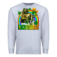 Heather Grey luckysaurus St. Patricks Day Premium Sweatshirt - FaDigitalArtStudio