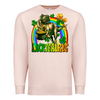 Pale Pink luckysaurus St. Patricks Day Premium Sweatshirt - FaDigitalArtStudio