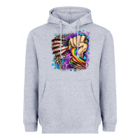 Heather Grey LGBTQ+ and American flag Heavyweight Hoodie - FaDigitalArtStudio