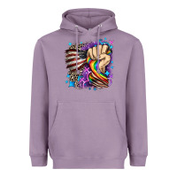 Lavender LGBTQ+ and American flag Heavyweight Hoodie - FaDigitalArtStudio