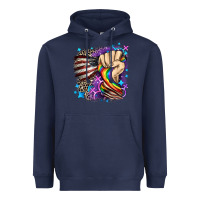 Navy LGBTQ+ and American flag Heavyweight Hoodie - FaDigitalArtStudio