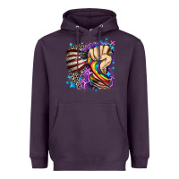 Plum LGBTQ+ and American flag Heavyweight Hoodie - FaDigitalArtStudio