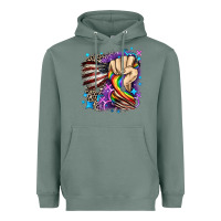Sage LGBTQ+ and American flag Heavyweight Hoodie - FaDigitalArtStudio