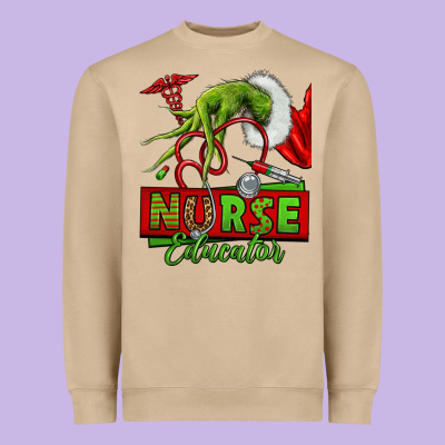 Grinch Hand Nurse Educator Heavyweight Sweatshirt Designed By Nancycooperartshop