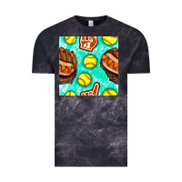 Cloud Black softball glove and hotdog seamless pattern Vintage Tee - BundleAndBundleShop