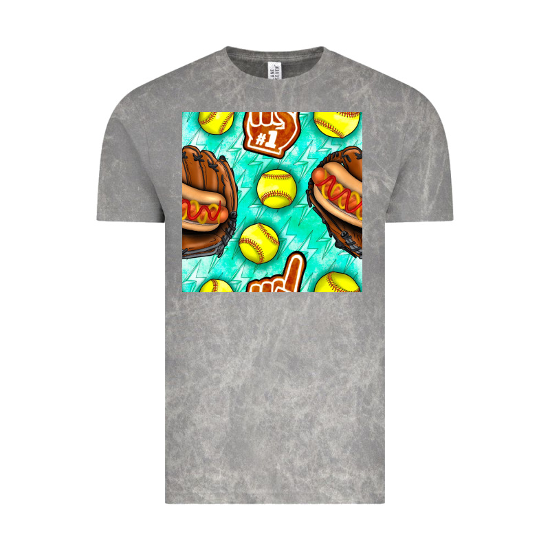 Softball Glove And Hotdog Seamless Pattern Vintage Tee by BundleAndBundleShop | Teevron