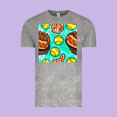 Softball Glove And Hotdog Seamless Pattern Vintage Tee Designed By Bundleandbundleshop