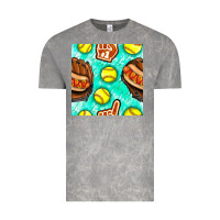 Cloud Rock softball glove and hotdog seamless pattern Vintage Tee - BundleAndBundleShop