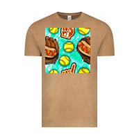 Vintage Camel softball glove and hotdog seamless pattern Vintage Tee - BundleAndBundleShop