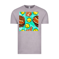Vintage Zinc softball glove and hotdog seamless pattern Vintage Tee - BundleAndBundleShop