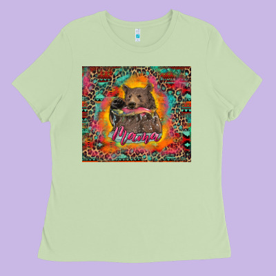 Mama Bear Leopard And Aztec Ladies Tee Designed By Ranaportraitstore