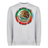 Heather Grey Mexico Coat of Arms Heavyweight Sweatshirt - texasbilliewilder