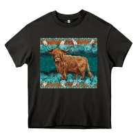 Asphalt turquoises gemstones cowhide highland cow Heavy Core Tee - BarkalooDesign