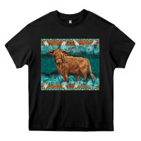 Black turquoises gemstones cowhide highland cow Heavy Core Tee - BarkalooDesign
