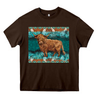 Chocolate Brown turquoises gemstones cowhide highland cow Heavy Core Tee - BarkalooDesign