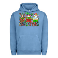 Pigment Pebble Blue Merry Christmas Urban Hoodie - CowhideDigitalArt