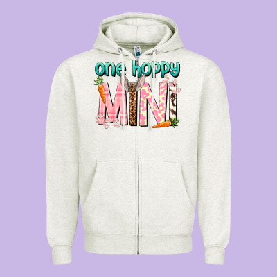 One Hoppy Mini Easter Day Zipper Hoodie Designed By Howdyjamesfarm