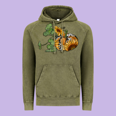Sunflower Pumpkin Vintage Hoodie Designed By Ranaportraitstore