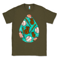 Army Green baseball and western roses teardrop  5 Classic Tee - BundleAndBundleShop