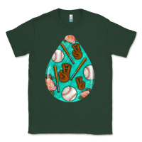 Sports Green baseball and western roses teardrop  5 Classic Tee - BundleAndBundleShop