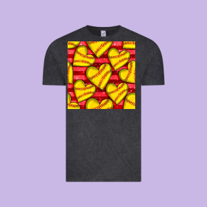 Softball Hearts Seamless Pattern Vintage Tee Designed By Bundleandbundleshop