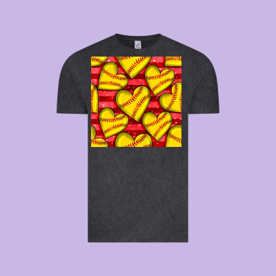 Softball Hearts Seamless Pattern Vintage Tee Designed By Bundleandbundleshop