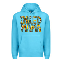 Ocean Blue Inked Mama Flowers Premium Hoodie - CowCowDesign