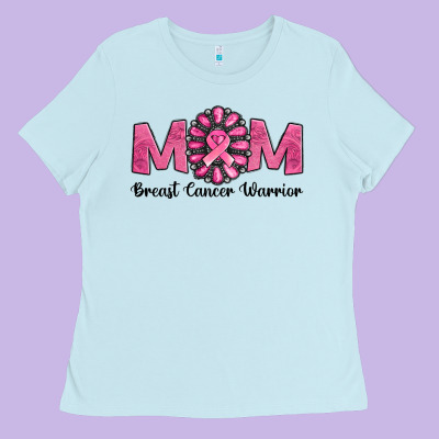 Breast Cancer Warrior Mom Ladies Tee Designed By Jasminsmagicworld