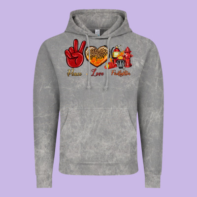 Peace Love Firefighter Vintage Hoodie Designed By Bundleandbundleshop