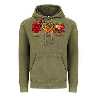 Vintage Olive Peace Love Firefighter Vintage Hoodie - BundleAndBundleShop