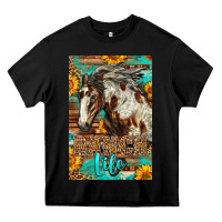 Black Western Ranch Life Mustang Horse Heavy Core Tee - LillyAllenDesigns