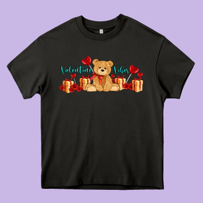 Valentines Vibes With Gifts And Bear Heavy Core Tee Designed By Adodesignshop