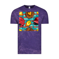 Cloud Purple softball helmet and glove with serape seamless pattern Vintage Tee - BundleAndBundleShop
