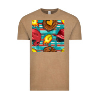 Vintage Coffee softball helmet and glove with serape seamless pattern Vintage Tee - BundleAndBundleShop
