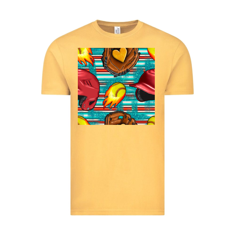 Softball Helmet And Glove With Serape Seamless Pattern Vintage Tee by BundleAndBundleShop | Teevron