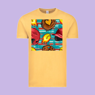 Softball Helmet And Glove With Serape Seamless Pattern Vintage Tee Designed By Bundleandbundleshop