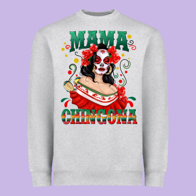 Mama Chingona Skull Heavyweight Sweatshirt Designed By Texasbilliewilder