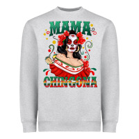 Heather Grey Mama Chingona Skull Heavyweight Sweatshirt - texasbilliewilder