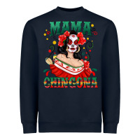 Navy Mama Chingona Skull Heavyweight Sweatshirt - texasbilliewilder