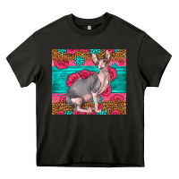 Asphalt Pink Glitter And Roses Sphynx Cat Heavy Core Tee - LillyAllenDesigns