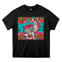 Black Pink Glitter And Roses Sphynx Cat Heavy Core Tee - LillyAllenDesigns