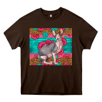 Chocolate Brown Pink Glitter And Roses Sphynx Cat Heavy Core Tee - LillyAllenDesigns