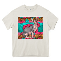Cream Pink Glitter And Roses Sphynx Cat Heavy Core Tee - LillyAllenDesigns