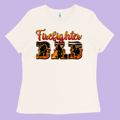 American Flag Firefighter Dad Ladies Tee Designed By Lillyallendesigns