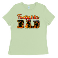 Matcha American Flag Firefighter Dad Ladies Tee - LillyAllenDesigns