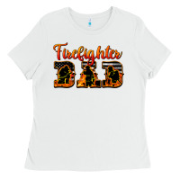 White American Flag Firefighter Dad Ladies Tee - LillyAllenDesigns
