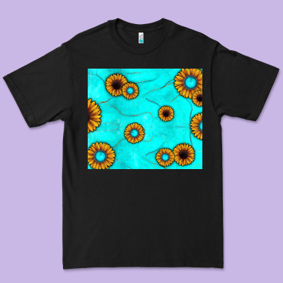 Turquoise Gemstone Sunflower Premium Tee Designed By Jahusdesignshop