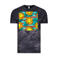 Cloud Black softball sunflowers with serape seamless pattern Vintage Tee - BundleAndBundleShop