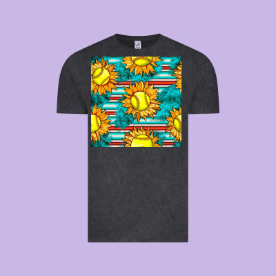 Softball Sunflowers With Serape Seamless Pattern Vintage Tee Designed By Bundleandbundleshop