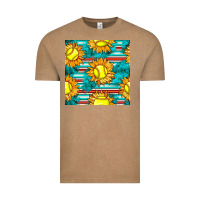Vintage Coffee softball sunflowers with serape seamless pattern Vintage Tee - BundleAndBundleShop